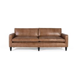GINER Y COLOMER Canapé en peau moderne camel - Style Scandinave, canapé droit, dimensions siège 193x60cm, canapé 220cm avec coussins d'assise et de dossier Precio: 2639.988. SKU: B17TKW3ZML