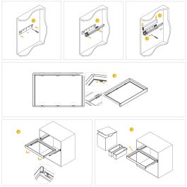 Emuca Kit 2 plateaus auxiliaires, 1 panier et rack ajustable Quartz pour armoires, glissières extension totale et à fermeture douce, Module 80cm, Finition Titane
