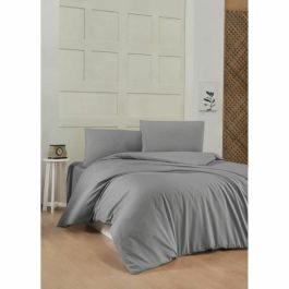 Housse de couette 220x240 cm + 2 taies d'oreiller 60x60 cm, 100% coton renforcé, Gris - ASI8684282554318