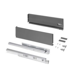 Emuca Tiroir extérieur Protone 30kg , coulisses à sortie totale et fermeture amortie, hauteur 131mm, profondeur 500mm, Acier, Gris anthracite