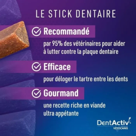 Vetocanis DentActiv Bâtonnets pour l'hygiène bucco-dentaire des chats Saveur Saumon 10 Bâtonnets