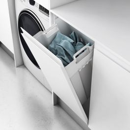 ACCESORIOS COCINA Kit Módulo Tolva Ropa Abatible Anja con Compás Retenedor para Muebles 16-19mm, 50L, Blanco, Ref. 1008.2308 / 1008.2309