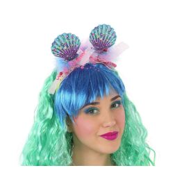 Diadema Sirena Ostras Fantasia - Diadème à coquillages bleu et lilas avec perles, pompons et ruban rose pour costumes de sirène et fêtes thématiques Precio: 10.59. SKU: B12NNE3LXF