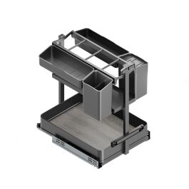 Emuca Chariot extractible avec paniers et accessoires Harmony avec fermeture à amortie, Module largeur 400mm hauteur 700mm, Acier et Bois, Gris anthracite