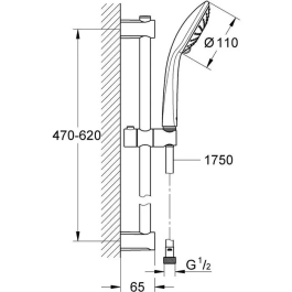 Grohe - Set de douche à 3 jets avec barre, modèle complet pour une installation murale facile