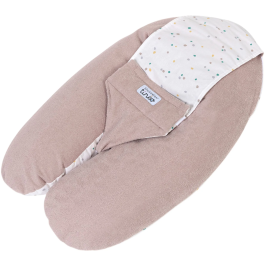 Tineo MultiRelax - Coussin de maternité, allaitement et transat bébé 3-en-1 - Réversible et déhoussable - Tissu éponge - Motifs Noisette et Pois