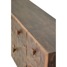 Giner y Colomer Buffet en bois massif de manguier avec ornements en bronze, 4 portes et 4 tiroirs, couleur marron foncé