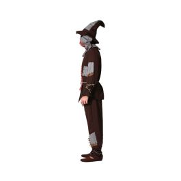 Déguisement Épouvantail Ensanglanté pour Homme Adulte avec Chapeau et Masque - Taille M-L - Polyester - Thème Halloween - Marron