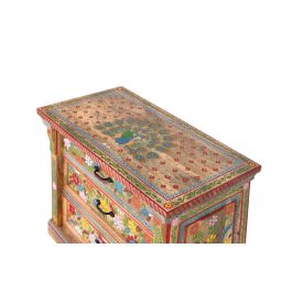 GINER Y COLOMER Commode 3 tiroirs en bois de manguier peint à la main - Multicolore - Design robuste et fonctionnel pour chambre