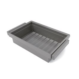 Emuca Kit panier métallique et rack ajustable Quartz pour armoires, glissières extension totale et à fermeture douce, Module 80cm, Finition Titane