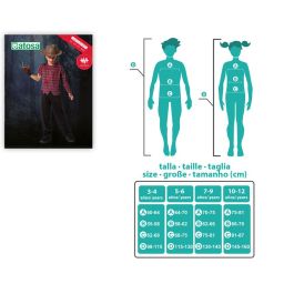 Disfraz Costume Enfant Assassin de Cauchemars, Halloween, Garcon 5-6 Ans, Composition Pantalon Noir et Chemise a Rayures Vert et Rouge