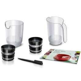 Bosch MESM500W Extracteur de jus VitaExtract Blanc/Chrome, 150 W, 1 vitesse + reverse, sécurité couvercle, 2 filtres, carafe et accessoires