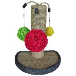 Tyrol TYR3281012067640 Arbre pour lapins en pommier 14 x 19 x 26 cm Bois, jonc marin, boules de rotin