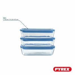 Ensemble de Boîtes à Lunch Pyrex Bleu Transparent 800 ml 3 Pièces
