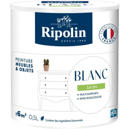 Ripolin - Peinture pour Meubles & Objets Blanc Satiné 0.5L - Relooking Intérieur et Extérieur Sans Sous-Couche Precio: 39.228. SKU: B1F9EQ66DA