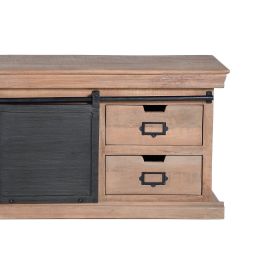 GINER Y COLOMER Meuble TV style industriel en bois de manguier et métal, couleur naturel et gris