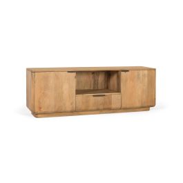 GINER Y COLOMER Buffet TV en bois de manguier naturel avec coins arrondis, 2 portes, 1 tiroir - 180x58x50 cm