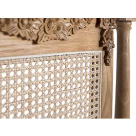 GINER Y COLOMER - Cabecero en tête de lit en bois massif de teck avec panneau en canne tressée, design Louis XVI classique, finition naturelle - 174 cm
