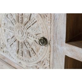 GINER Y COLOMER Buffet TV avec 2 portes, 2 espaces de rangement et 2 étagères en bois de manguier massif - Finition couleur sable