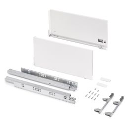 Emuca Tiroir extérieur Vertex avec réglages 3D hauteur 242mm, 60kg, profondeur 500mm, acier, peint en blanc