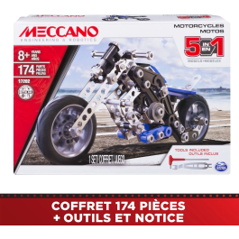 Bandai - Meccano - Kit de Construction Moto - Coffret 5 Modèles à Assembler - 174 Pièces - Jeu Éducatif de Mécanique - APM20103