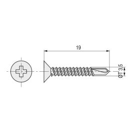 DUVER Vis autoforeuse tête plate zinguée 19mm Ø 3.5mm DIN 7504-P (500 pièces)