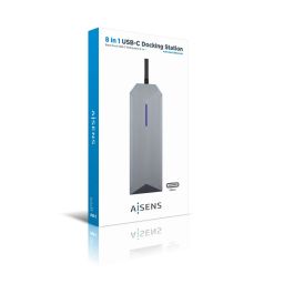 Hub USB Aisens ASUC-8P004-GR 4K Ultra HD Noir Gris