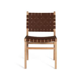 GINER Y COLOMER - 2 Chaises en Bois de Caoutchouc Naturel et Marron avec Assise en P.U. Tressé - Design Contemporain - H86 x L50 x P57cm - 12 kg