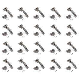 Emuca Lot de 20 charnières droites X91 avec fermeture amortie et embases euro, hauteur 0, acier, titane