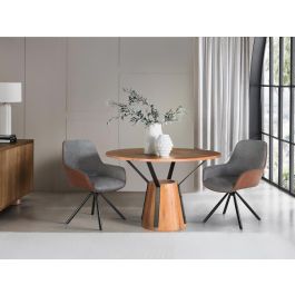 GINER Y COLOMER - Table de salle à manger ronde en bois de manguier et métal, 116 cm de diamètre, style industriel et rustique, couleur naturelle et noir, montage requis Precio: 1079.988. SKU: B1DQ5CM736