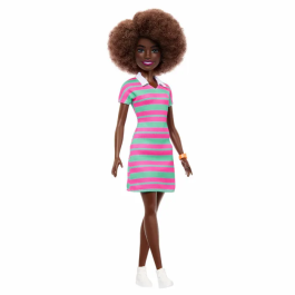 Barbie Fashionista JJN60 - Poupée mannequin mode avec tenue à rayures, Fashionistas Mattel - Jouet enfant 3 ans et plus