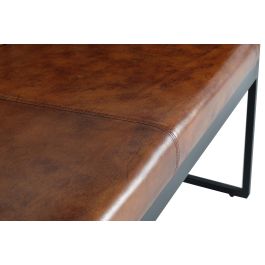 GINER Y COLOMER - Fauteuil en cuir véritable et structure métal marron - 115x73x80 cm (LxPxH)