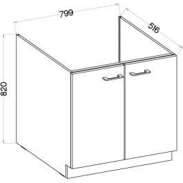 CUISINIER Meuble bas évier MODENA 80 cm 2 portes batientes Roble artesanal et noir mat MODENAEVIER802F