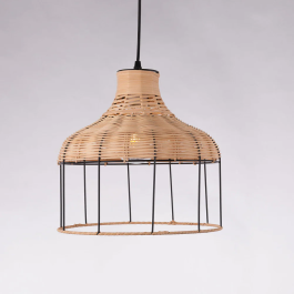 Lampe Suspendue Rotin Quetzaltenango Style Naturel Boho-Chic Compatible E27 SKD-P80054