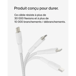 Belkin - Câble USB-C vers USB-C Tressé Longue Portée 2 m - Blanc