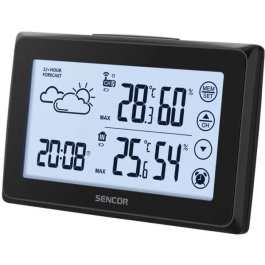 Sencor SWS 2850 Station Météo sans Fil avec Capteur - Affichage Température Intérieure/Extérieure, Humidité, Précipitations, Mémoire Min/Max, Alarme