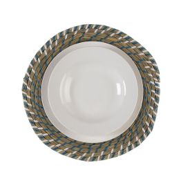 Dessous de plat Versa Bleu Blanc Textile Jacinthe d'eau 38 cm