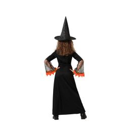 Déguisement Enfant de Sorcière Long Orange avec Cape et Chapeau Pointu - Taille 7-9 Ans - Polyester - Halloween