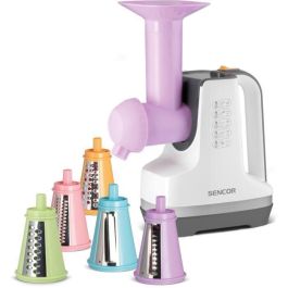 Sencor SSG 4500WH Robot de cuisine multifonction - Trancheuse et râpe électrique 150 W, 6 accessoires inclus (tube 57 mm), blanc