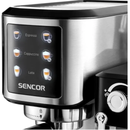 Sencor SES 4910SS Machine à expresso semi-automatique 20 bars avec panneau One Touch, réservoir 1L et pré-infusion, pour espresso, latte, cappuccino