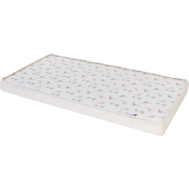 Tineo Matelas bébé CONFORT FUN 60 x 120 cm épaisseur 8 cm blanc motif éléphants en coton avec mousse polyuréthane