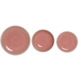Assiettes Home ESPRIT Blanc Rose Grès 18 Pièces