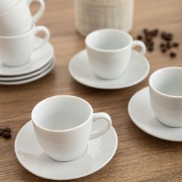 Tasse avec sous-tasse Quid New Renova Blanc Céramique 90 ml (6 Unités)