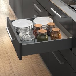 Emuca Kit de tiroirs pour cuisine ou salle de bains Vertex avec réglages 3D, hauteur 93mm, avec panneaux inclus, module 900mm, Gris antracite
