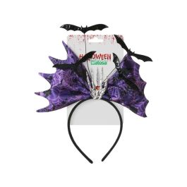 Accessoire tête Mantis avec Toile Rouge Sanglante en Violet - Diadème Halloween Squelette Araignées Chauves-souris pour Déguisement Sorcière et Vampire