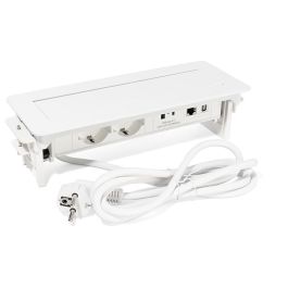 ILIMINACION Y ACC. Reglette Enchufes Basculante Swing-S, Finition Blanc/Noir, 2 Prises Schuko, 1 USB-A, 1 USB-C, 1 RJ45, 1 USB PC, 1.8m