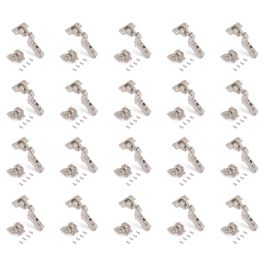 Emuca Lot de 20 charnières super coudées X91 à fermeture amortie avec embases à visser, Hauteur 0, Acier, Nickelé