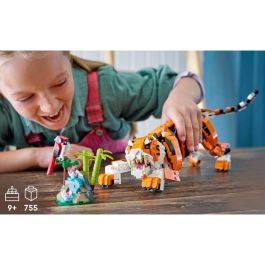 LEGO Creator 3-en-1 Su Majestad el Tigre 31129 Jouet Animal Tigre Panda Poisson pour Garçon et Fille dès 9 Ans