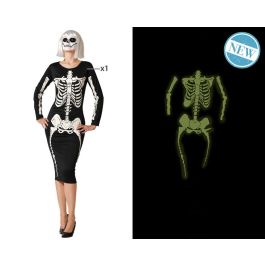 Déguisement Femme Robe Ajustée Squelette Brillante M-L - Noir - Polyester - Pour Halloween et Soirées