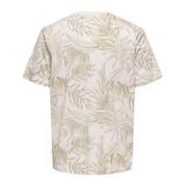 T-shirt à manches courtes homme Only & Sons Onskash Reg Leaf Aop Beige